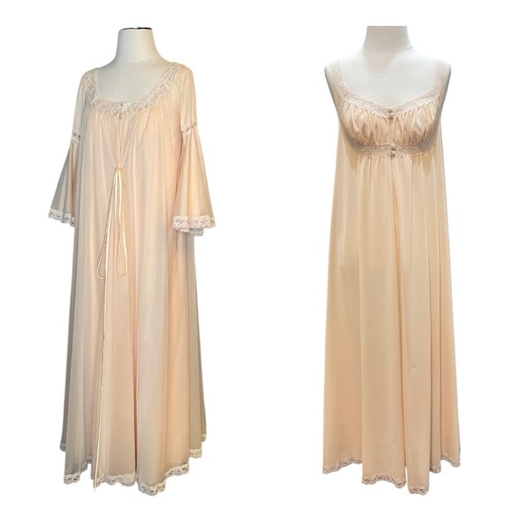 Lucie Ann Other - VTG 60s Claire Sandra for Lucie Ann Chiffon Peignoir 2 Piece Set (Robe And Gown)